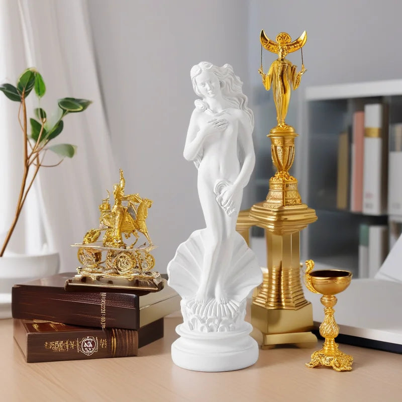 18cm Aphrodite Statue Resin White Greek Sculpture The Birth of Venus Figurines Bookshelf Table decoration and accessories