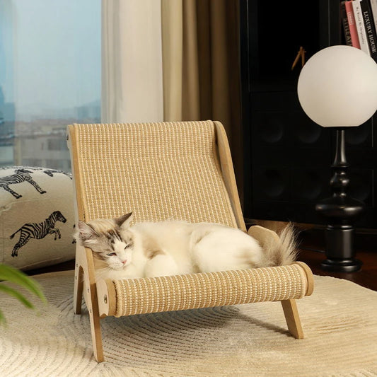 Sisal Cat Scratcher Bed Elegant Sturdy Cat Lounge Chair Rocking Cat Scratch Chair Pet Multi-Functional Scratcher Beach Chair
