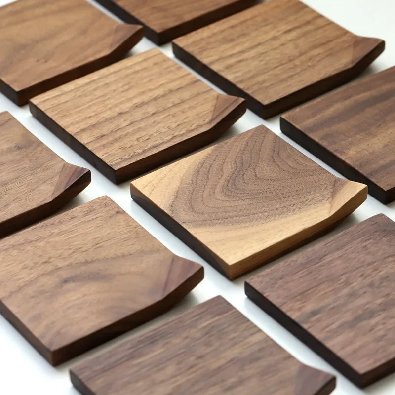 Black Walnut Angled Coaster Solid Wood Insulated Tea Set Mat Creative Cup Pot Holder Kitchen  Accessories