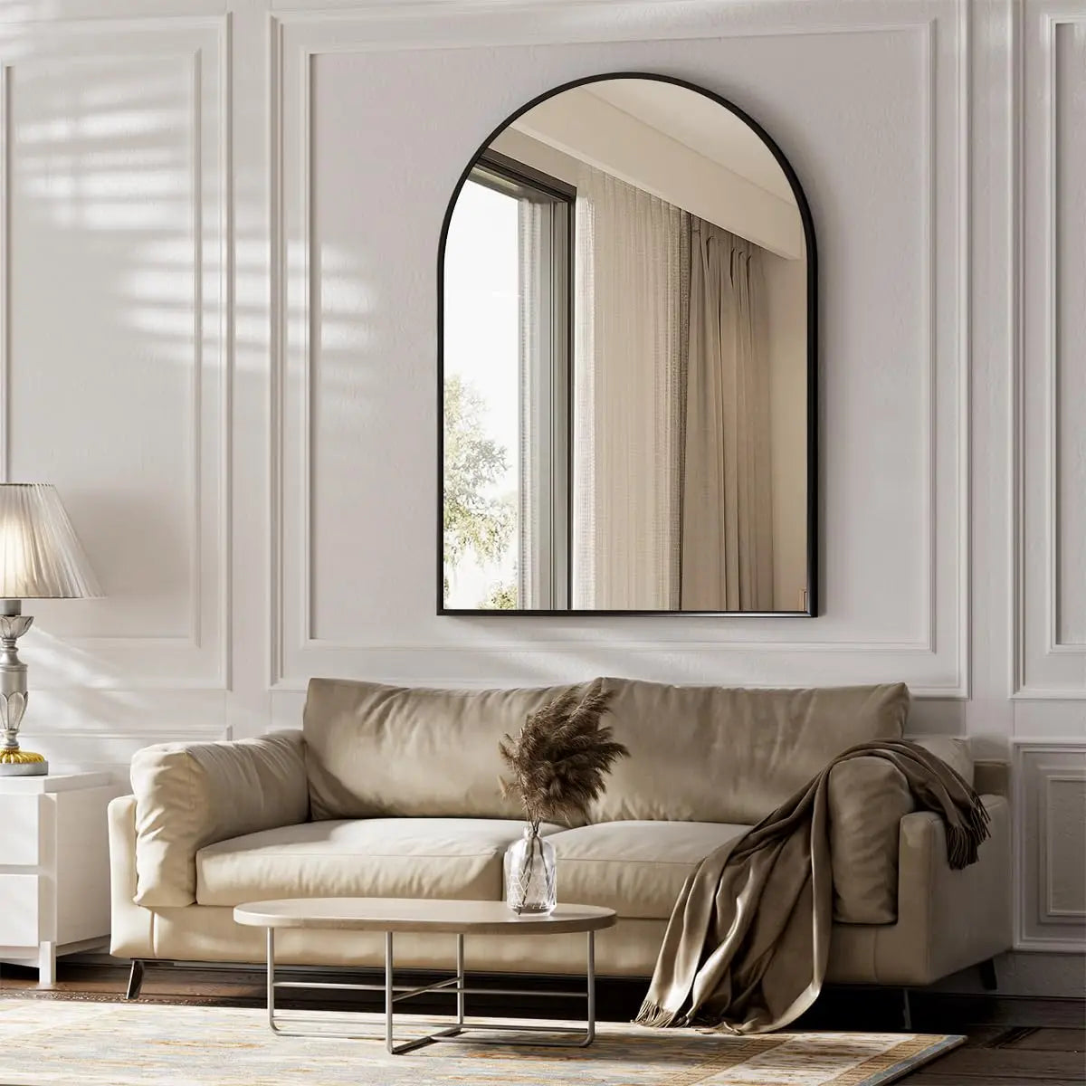 30"x40" Arch Bathroom Mirror, Vanity Wall Mirror Metal Frame for Bedroom, Entryway, Living Room