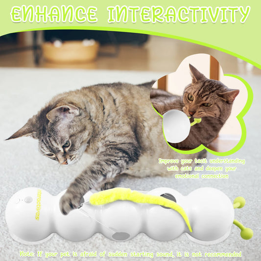 Smart Caterpillars Toy Rechargeable Motion Activated Interactive Cat Toy with Suction Cup Wall and Window Mounted for Pet