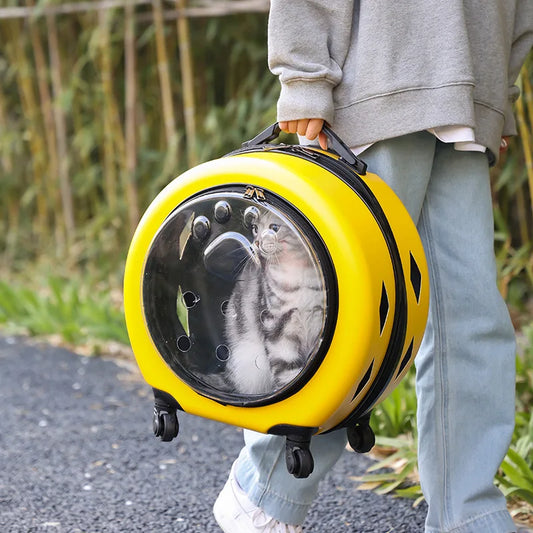 Cat Carrier Pet Carrier Cat Backpack Bag Cat Transport Small Animal Carrier Pet Trolley Case Transparent Reinforced Portable PC