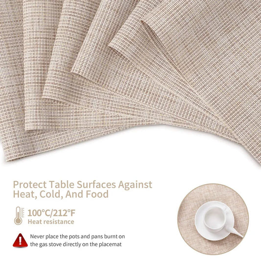 4/6/8pcs Bamboo Weaving Placemats Table Mat Kitchen Waterproof Pads Cup Coasters for Coffee Dining Table Napkins Home Decoration