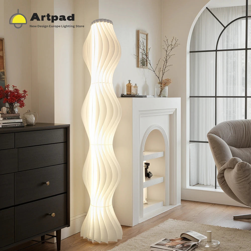 Artpad Nordic Modern Floor Lamp For Living Room Foyer Bedroom Luxury White Acrylic Grass Skirt Floor Light Remote Control