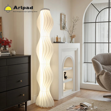 Artpad Nordic Modern Floor Lamp For Living Room Foyer Bedroom Luxury White Acrylic Grass Skirt Floor Light Remote Control