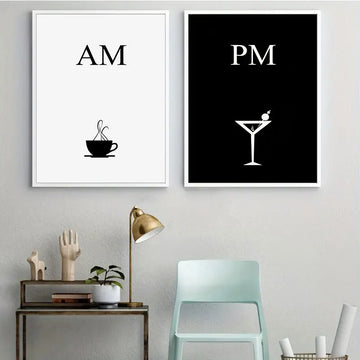 Modern Simple Black White Coffee Wine Cup Canvas Poster Prints Wall Decorative Painting for Home Kitchen Restaurant Art Decor