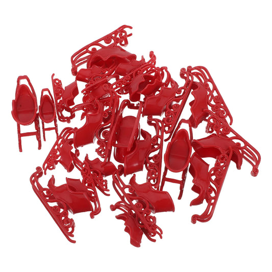 24pcs Christmas Mini Sled Ornament Santa Sleigh Model Xmas Tree Decorations Sleigh Table Centerpiece Decor For Micro Scene