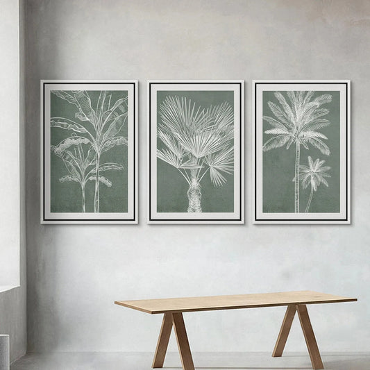 Modern Minimalist Botanical Canvas Print Wall Art Tropical Palm Tree Banana Leaf Poster Pictures Living Room Home Decor