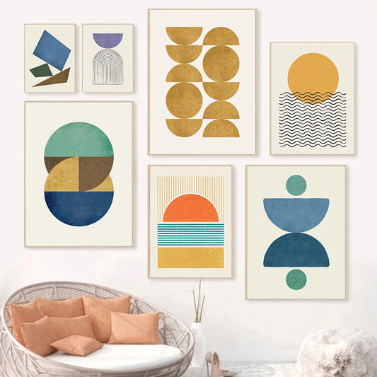 Colorful Abstract Geometric Graphic Posters Half Circle Balance Arch Prints Canvas Painting Wall Pictures Home Living Room Decor