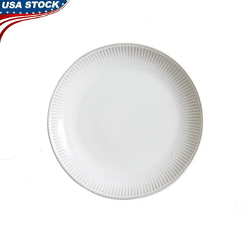 10.5 Inch Ceramic Dish Stoneware Dinner Plate Ribbed Edge Elegant Microwave Safe Dishwasher Safe Durable