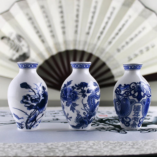Chinese Style Magnetic Sticker Blue And White Porcelain Ceramic Refrigerator Stick Home Decoration Small Vases Small Flower Vase
