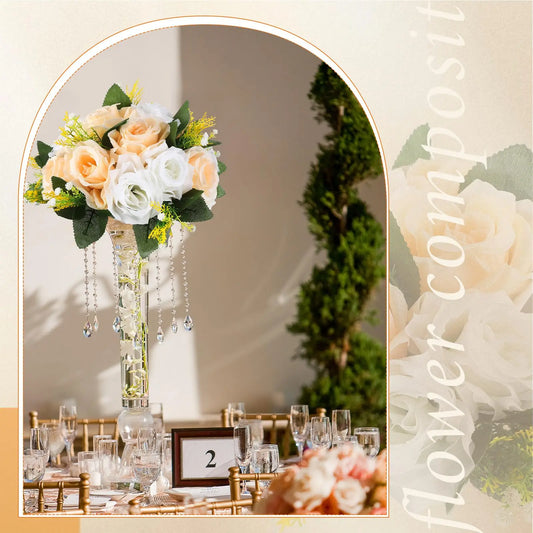 Uflower 6Pcs Artificial Flowers Ball Centerpiece Table Decorations Rose Ball for Weddding Party Floral Arrangements Home Decor