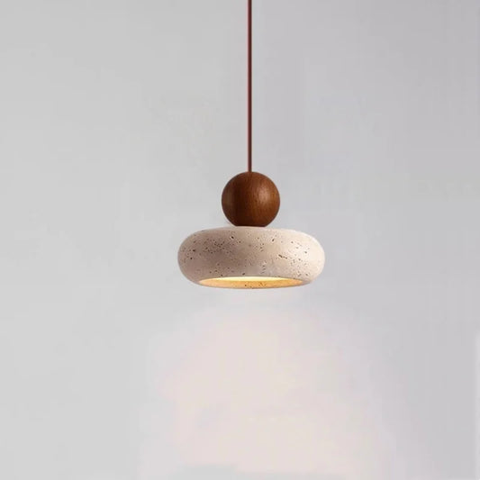 IWHD Cave Stone LED Pendant Lights Fixtures Yellow Travertine Restaurant Bedroom Living Room Modern Hanging Lamp Chandelier
