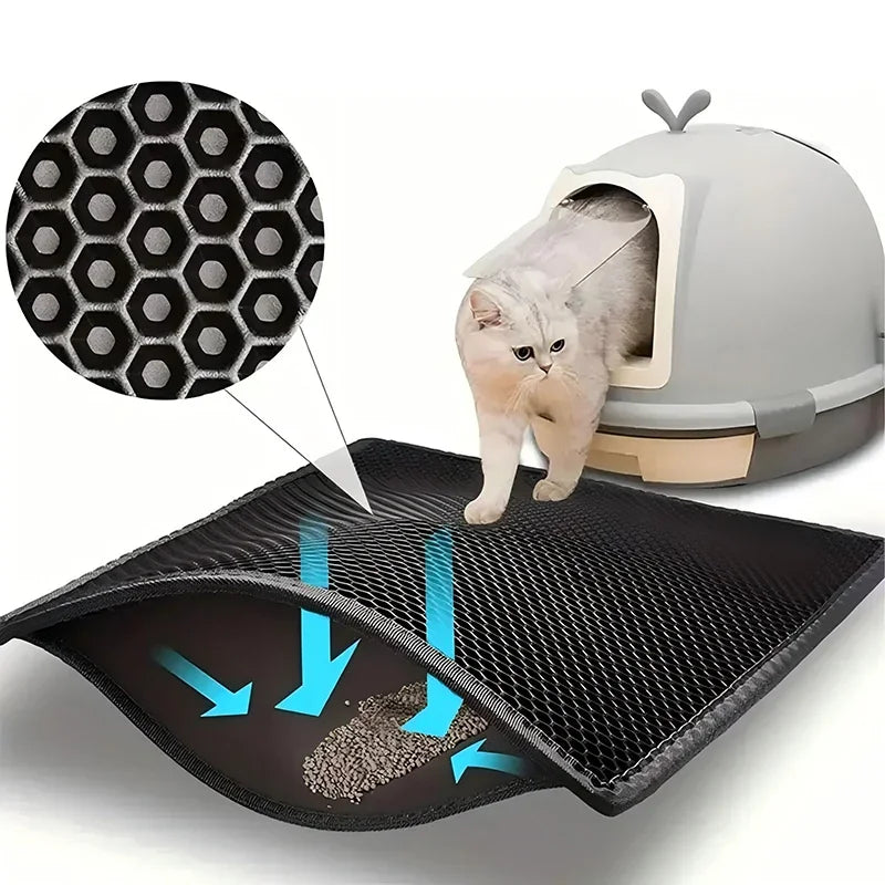 Cat Litter Mat Double Layer Waterproof Non-Slip Washable Pet Litter Box Mat Sand Cat Pad Clean Pad Bed Mat