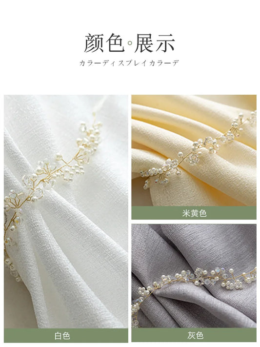 Punch-Free Semi Sheer Short Curtain Self-Adhesive Weave Textured Privacy Translucent Drapes for Door Kitchen Cabinet Soft Fbaric