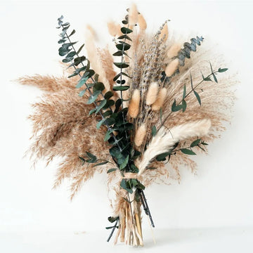 Green Pampas Grass Boho Bouquet – Exquisite Lavender and Eucalyptus Dried Flower Arrangements for Western Boho Decor – Rustic Fl