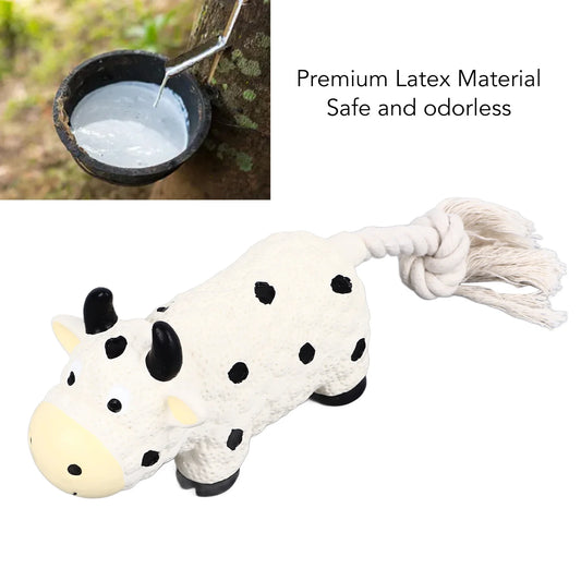C2 Bite-Resistant Latex Toys Latex Dog Toy Squeaky Soft Interactive Unique Shape Puppy Chewing Toy Indoor Small Medium Dogs Cow
