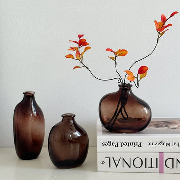 Retro Glass Vase Nordic Flower Vases Transparent Desktop Decoration Glass Vase Pot Flower Plants Glass Flower Arrangements Vase