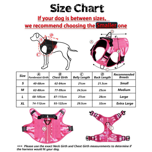 Pink Military Dog Harness And Leash Set Adjustable Pet Tactical Training Vest German Shepherd Malinois For Medium Large Dogs