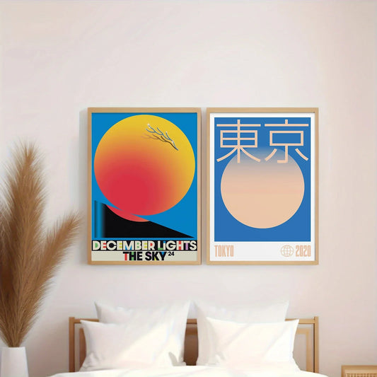 Abstract Japanese Okinawa Prefecture Travel Canvas Poster Bauhaus Geometric Cat & Snake Animal Wall Art Prints Modern Home Decor