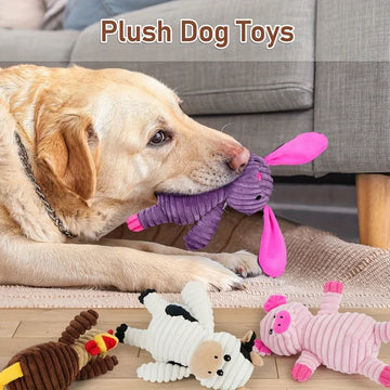 Interactive Pet Dogs Plush Animal Chewing Toy Wear-resistant Squeak Cute  Animal shape Toys for Dog Pets Training Accessories