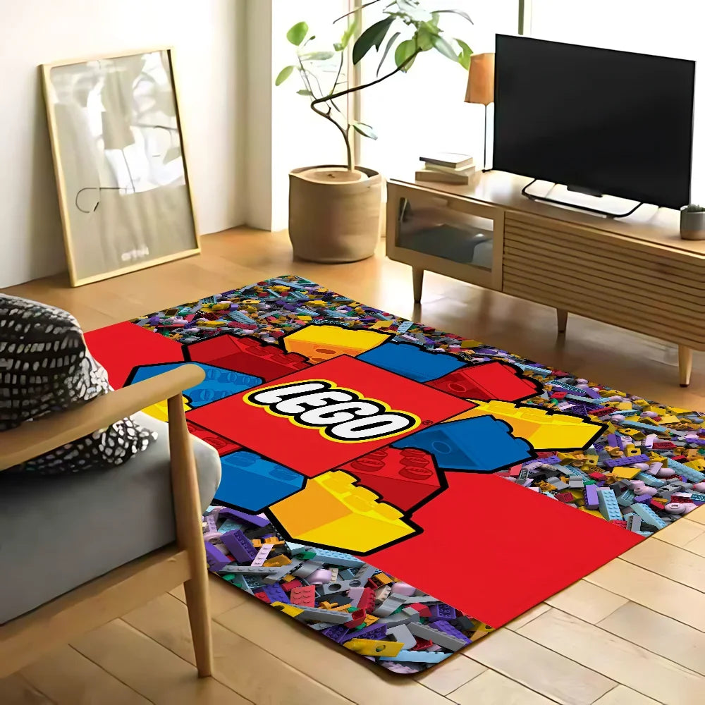 L_LEGOS Floor Mat Graphic Printed Flannel Doormats For Bathroom Kitchen Entrance Carpet Home Decor