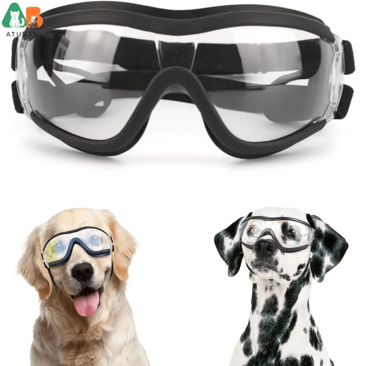 ATUBAN Dog Goggles Large Breed,UV-Protection Sunglasses for Outdoor Dog Eye Protection,Anti-Fog Anti-Dust Windproof Snowproof