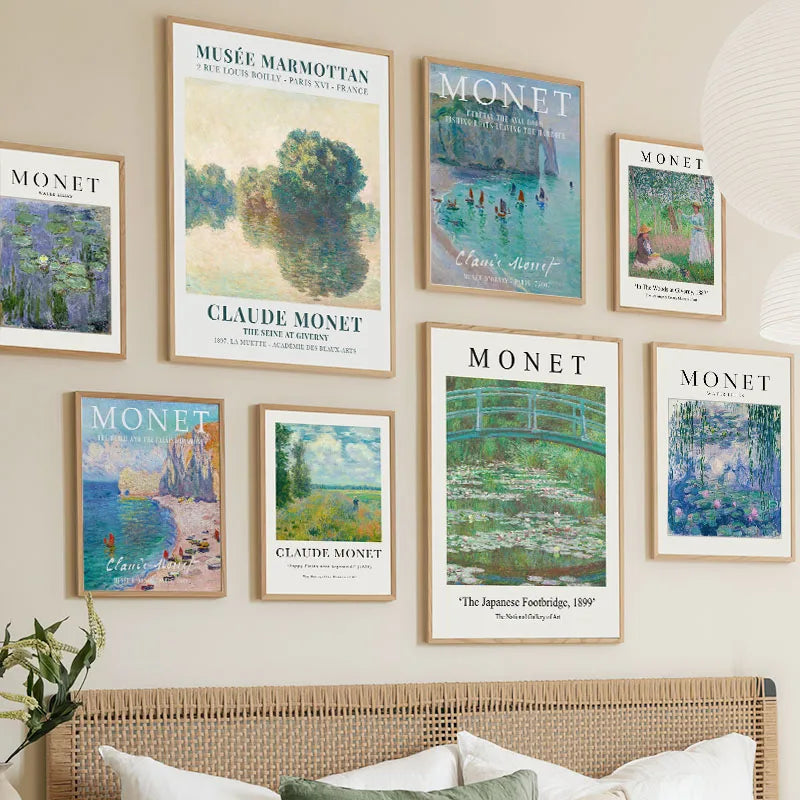 Claude Monet Landscape Retro Abstract Posters and Prints Wall Art Canvas Painting Hotel Cafe Pictures for Living Room Home Decor