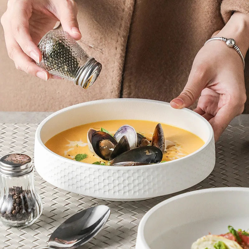 Steamed Egg Bowl Special Ceramic Noodle Household Large Bowl Soup Bowl High Sense Japanese Tableware Household Goods