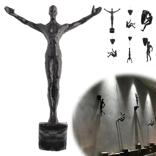 Athlete Rock Climbing Man Resin Background Wall Hanging Decoration Sculpture Statue Figures Creative Rock Climber Statue Pendant
