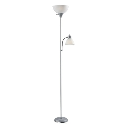 72 Inch Modern Floor Lamp with Adjustable Reading Light 3 Way Rotary Switch Plastic Shades Living Room Bedroom Office