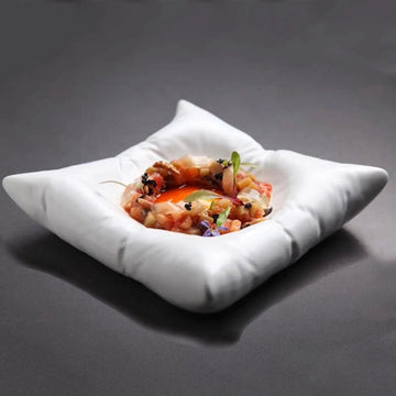 Ceramic Dinner Plate Dinnerware 8in Elegant Sauce Tray Appetizer Dish Western Food Plate Irregular for Desktop Parties Salad