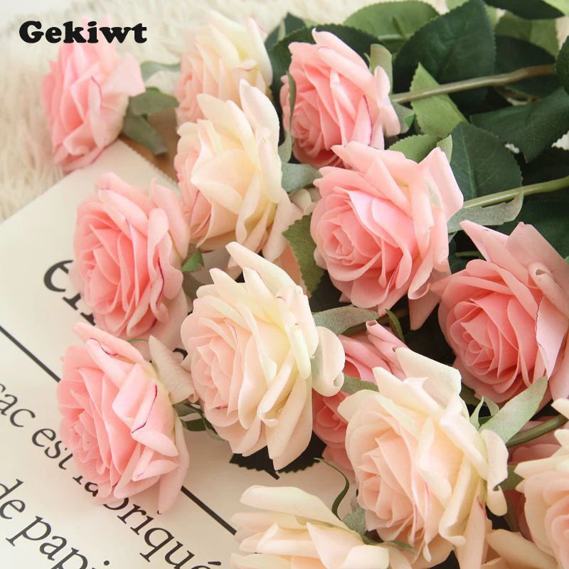 3/5/10pcs Rose Artificial Flowers Latex Real Touch Rose for Wedding Home Party Decor Shooting Prop Fake Rose Flowers