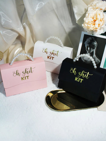 Elegant Pearl Handle Gift Bags - 'Oh Shit Kit' for Weddings, Parties, and Special Events - Set of 5