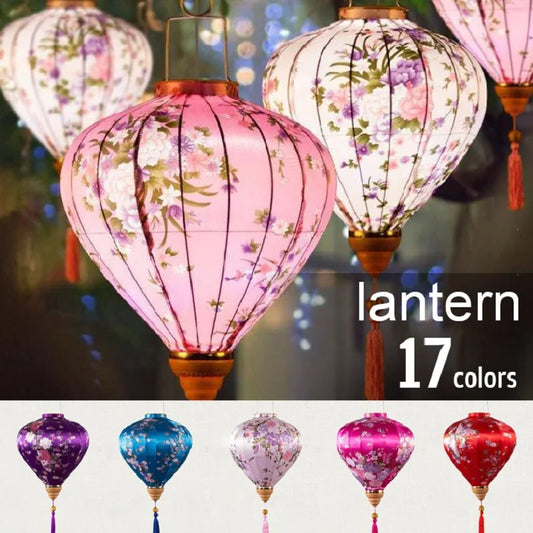Flower Printed Hanging Cloth Lantern Chinese Spring Festival Home Bedroom Decor Wedding Party Outdoor Lantern Vietnam Ornaments