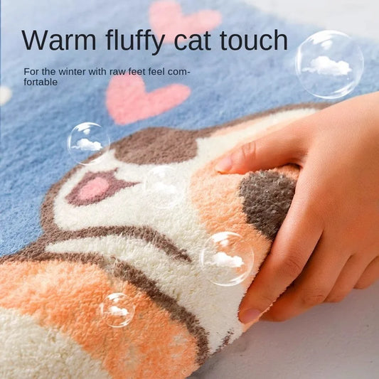 VIKAMA Cartoon Panda Bathroom Door Carpet Absorbent Non-Slip Mat Bedroom Imitation Cashmere Carpet Home Decoration