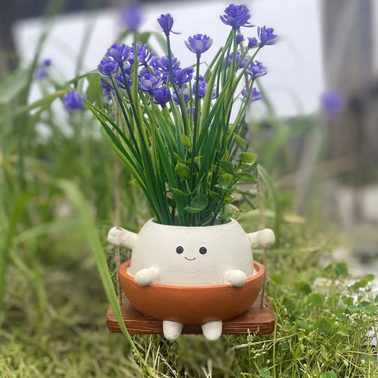 Swing Face Planter Pot Swing Face Hanging Planter Smiling Outdoor Plants Succulent Pot Cute Smile Face for Indoor Outdoor