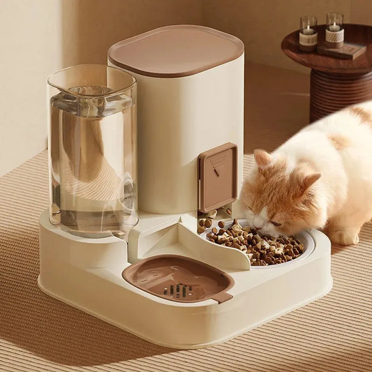 2-in-1 Pet Feeder Cat Automatic Dispenser Large Capacity Feeding  And Drinking For Dog Bowl Cat Bowl Pet Food Container Feeder