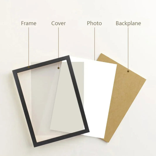 30x40cm Frame Black and White Wood Grain Photo Frame Can Be Hung on The Wall with Certificate Poster Canvas Painting Decoration