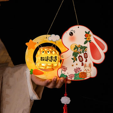 Mid-Autumn Festival Lantern Children Hand-held Rabbit Glowing Lanterns Decoration DIY Handmade Bamboo Lantern Materials Package