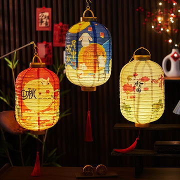 Paper Lantern Mid-Autumn Festival Lantern Traditional Chinese style Lantern Home Decoration Outdoor Hanging Decor Party Supplies
