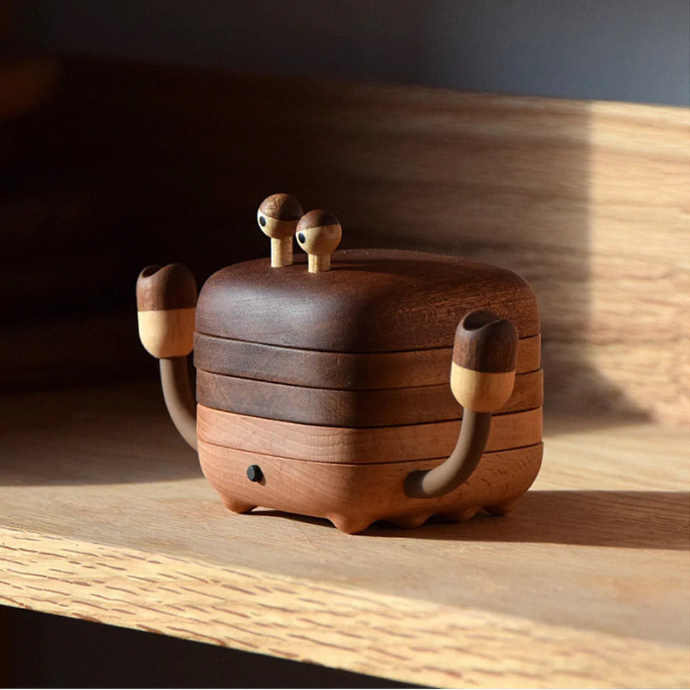 Crab Coaster Drinkware Handmade Wooden Coasters with Holder