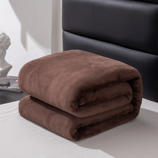 Flannel Fleece Blanket for Beds Solid Color Plain Winter Blanket Single/Queen/King Warm Soft Nap Blanket Manta Plaids for Winter