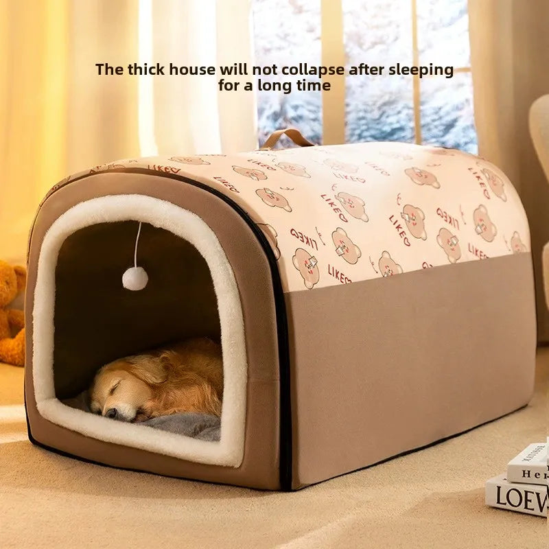 Warm Winter Dog Kennel Detachable Washable Dog Bed Deep Sleep Tent for Medium and Large Dogs House Mat Pet Supplies