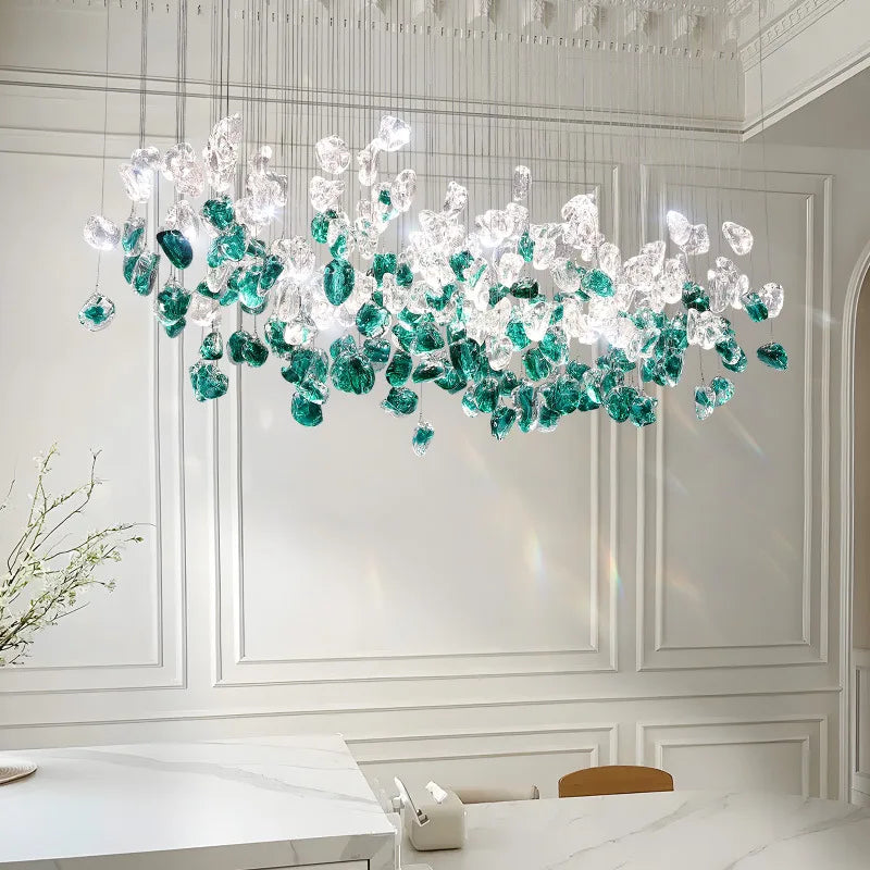 Nordic Green Stone Glass Led Pendant Lights For Dining Room Chandeliers Lighting Lustre Home Living Loft Hanging Lamp Luminaire