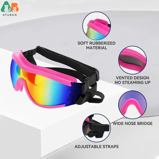 ATUBAN Dog Goggles & Helmet Set for Medium Large Dogs, UV Protection Adjustable Fashionable Pet Gear for Outdoor Activities