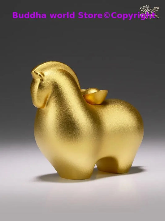 2025 Good omens Good luck Success fortune horse MASHANG YOUQAN Mascot 24K golden copper sculpture Home hall company Decorative