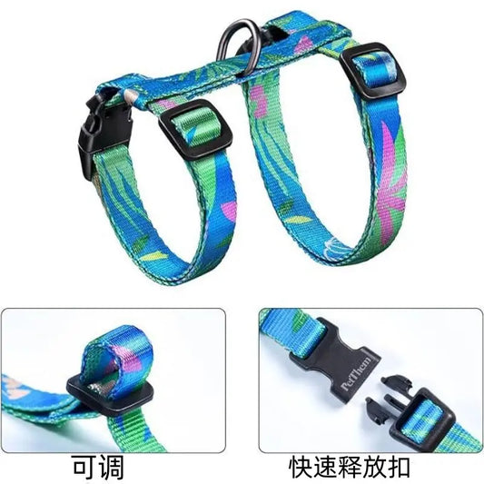 H-type Cat Harness and Leash Set Kitten Accesorios Pink Leopard Print Arnes Gato Pet Supplies Cats Leads  Harnais Chat