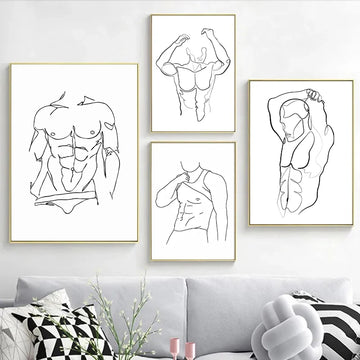 Abstract Men Body Canvas Poster Male Line Print Painting Nude Figure Wall Art Posters Minimalist Picture Gay Bedroom Home Decor