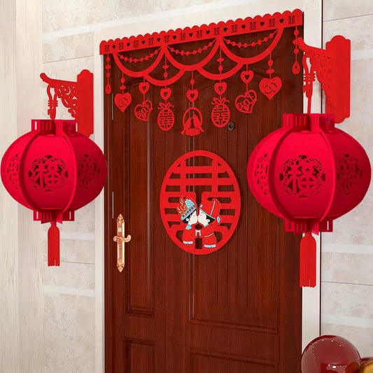 Chinese Lanterns Decoration 2025 New Year Red Lantern Decoration Chinese Spring Festival Ornament Hanging Wall Decor Room Decor